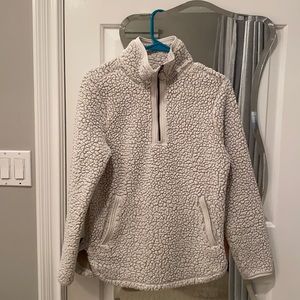 White Fluffy Quarter Zip